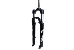 Вилка GRINZ ES 456 HLO 26"*1.1\8" ход 110мм, локаут гидравлический, предварительное сжатие, алюминиевая, черный/белый, 2,6кг