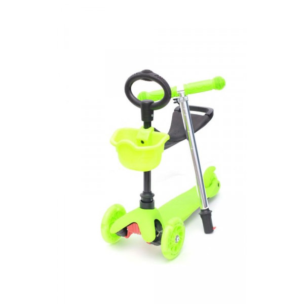 Самокат Scooter со съемным сиденьем светящимися колесами (Салатовый), Цвет Салатовый